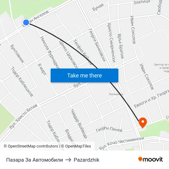 Пазара За Автомобили to Pazardzhik map