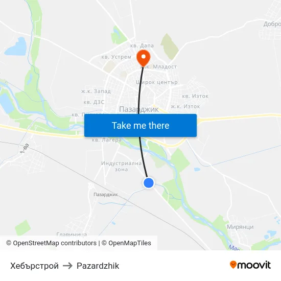 Хебърстрой to Pazardzhik map