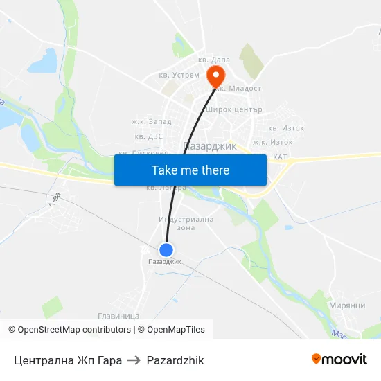 Централна Жп Гара to Pazardzhik map