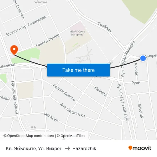 Кв. Ябълките, Ул. Вихрен to Pazardzhik map