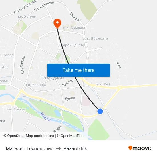 Магазин Технополис to Pazardzhik map