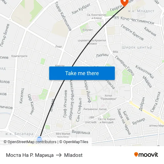 Моста На Р. Марица to Mladost map