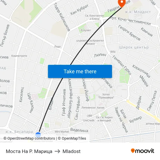 Моста На Р. Марица to Mladost map