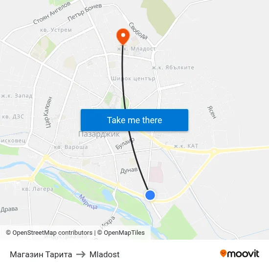 Магазин Тарита to Mladost map