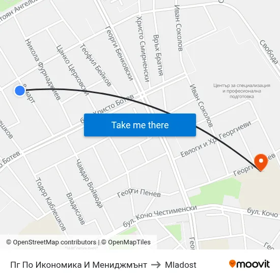 Пг По Икономика И Мениджмънт to Mladost map