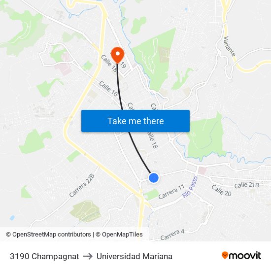 3190 Champagnat to Universidad Mariana map