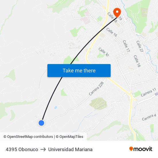 4395 Obonuco to Universidad Mariana map