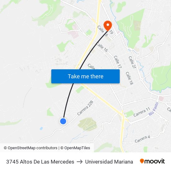 3745 Altos De Las Mercedes to Universidad Mariana map