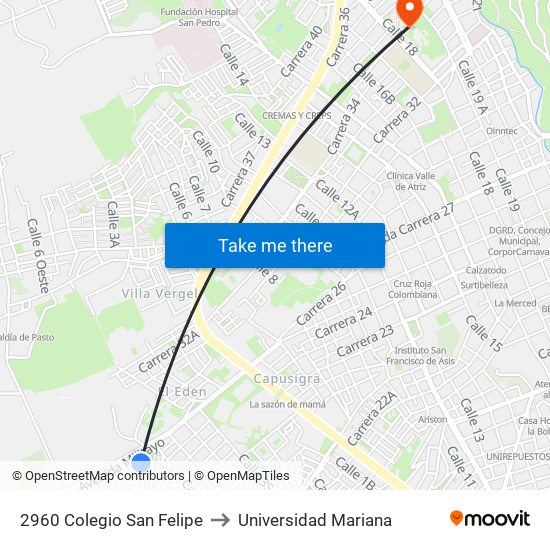 2960 Colegio San Felipe to Universidad Mariana map