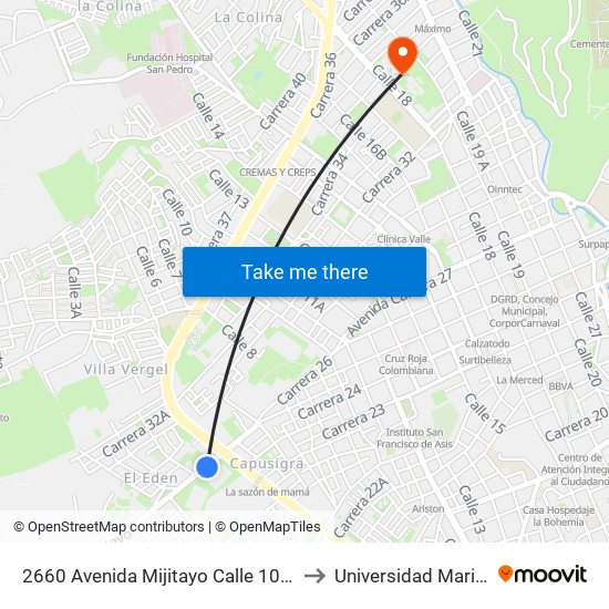 2660 Avenida Mijitayo Calle 10 Este to Universidad Mariana map