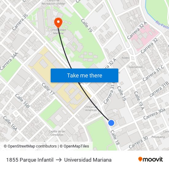 1855 Parque Infantil to Universidad Mariana map