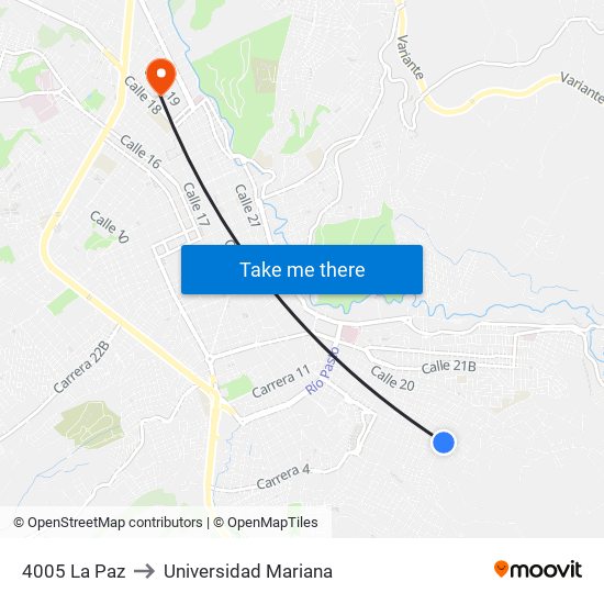4005 La Paz to Universidad Mariana map