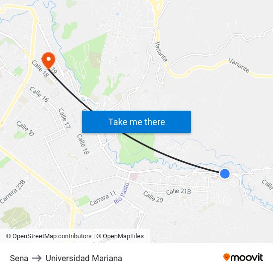 Sena to Universidad Mariana map