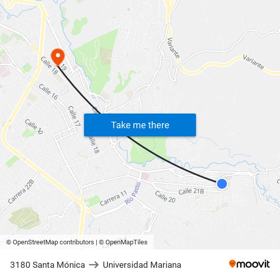 3180 Santa Mónica to Universidad Mariana map
