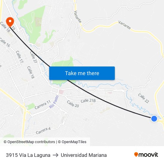 3915 Vía La Laguna to Universidad Mariana map