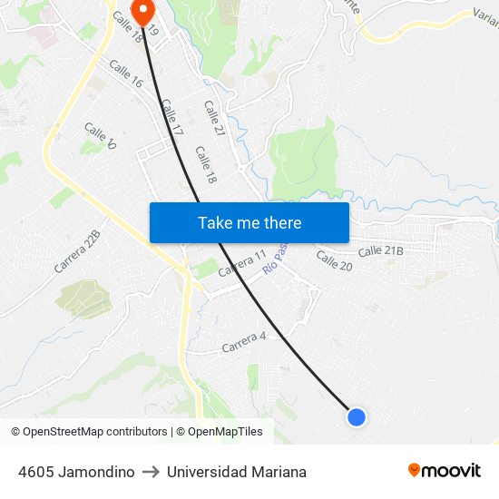 4605 Jamondino to Universidad Mariana map