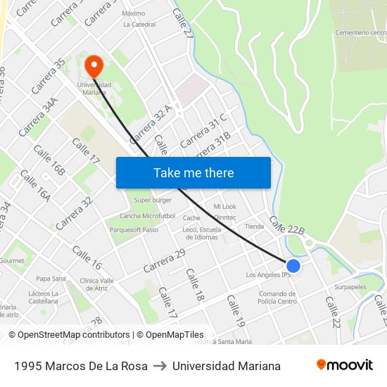 1995 Marcos De La Rosa to Universidad Mariana map