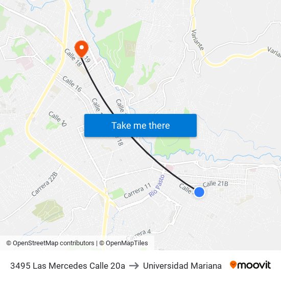 3495 Las Mercedes Calle 20a to Universidad Mariana map