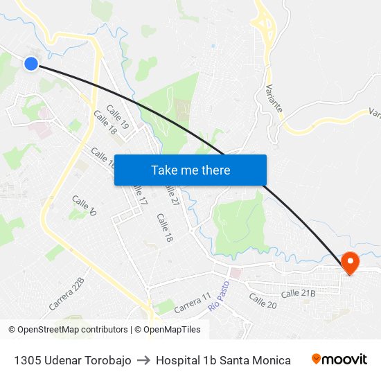 1305 Udenar Torobajo to Hospital 1b Santa Monica map
