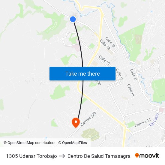 1305 Udenar Torobajo to Centro De Salud Tamasagra map