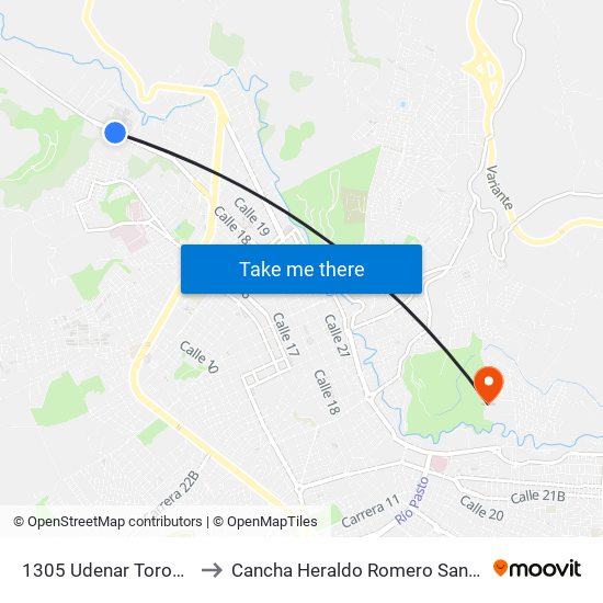 1305 Udenar Torobajo to Cancha Heraldo Romero Sanchez map