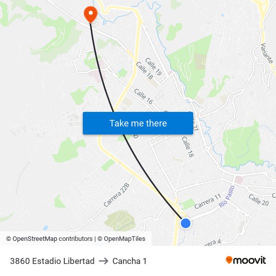3860 Estadio Libertad to Cancha 1 map