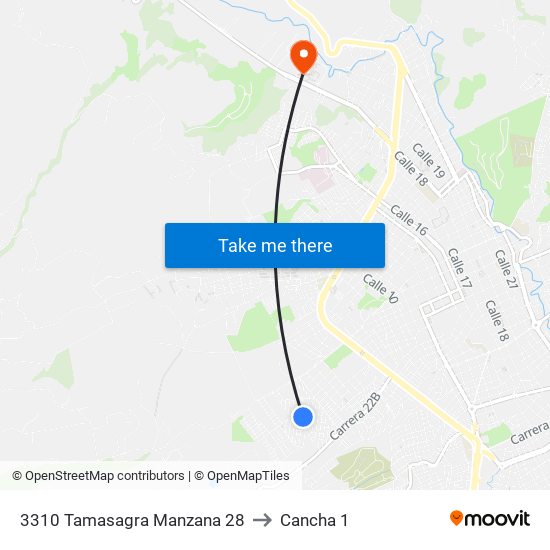 3310 Tamasagra Manzana 28 to Cancha 1 map