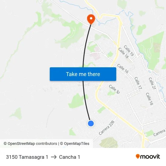 3150 Tamasagra 1 to Cancha 1 map