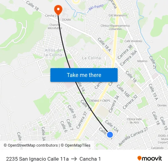 2235 San Ignacio Calle 11a to Cancha 1 map