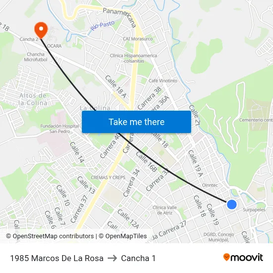1985 Marcos De La Rosa to Cancha 1 map