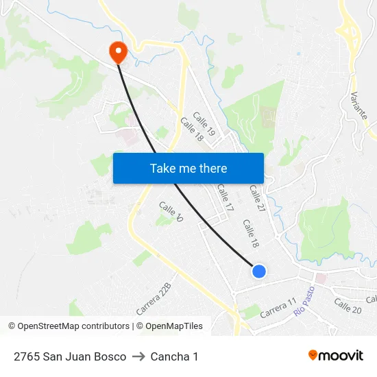 2765 San Juan Bosco to Cancha 1 map