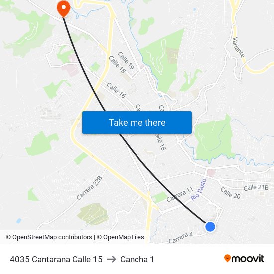 4035 Cantarana Calle 15 to Cancha 1 map
