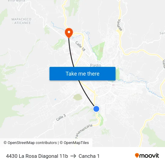 4430 La Rosa Diagonal 11b to Cancha 1 map