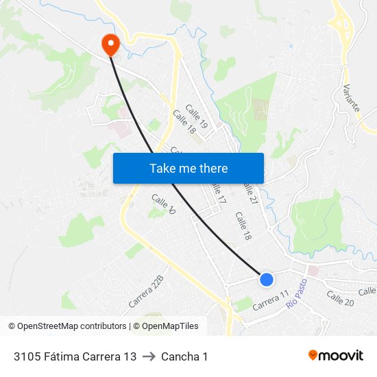 3105 Fátima Carrera 13 to Cancha 1 map