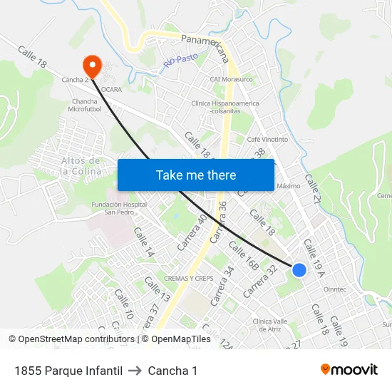 1855 Parque Infantil to Cancha 1 map