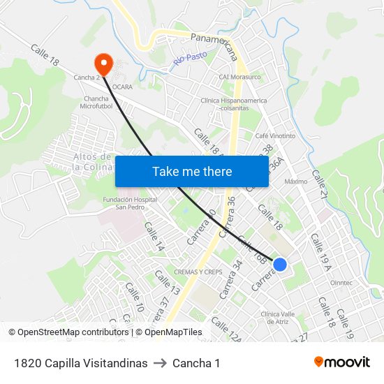 1820 Capilla Visitandinas to Cancha 1 map