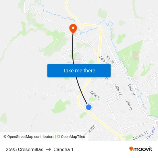 2595 Cresemillas to Cancha 1 map
