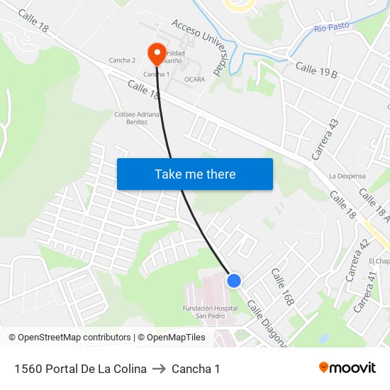 1560 Portal De La Colina to Cancha 1 map