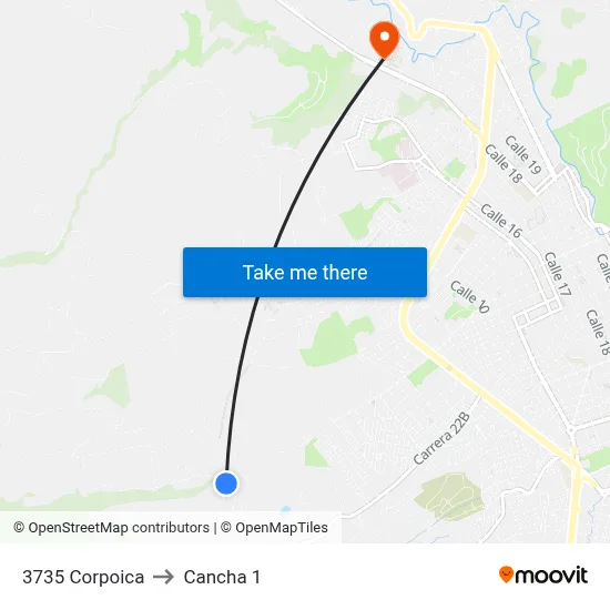 3735 Corpoica to Cancha 1 map