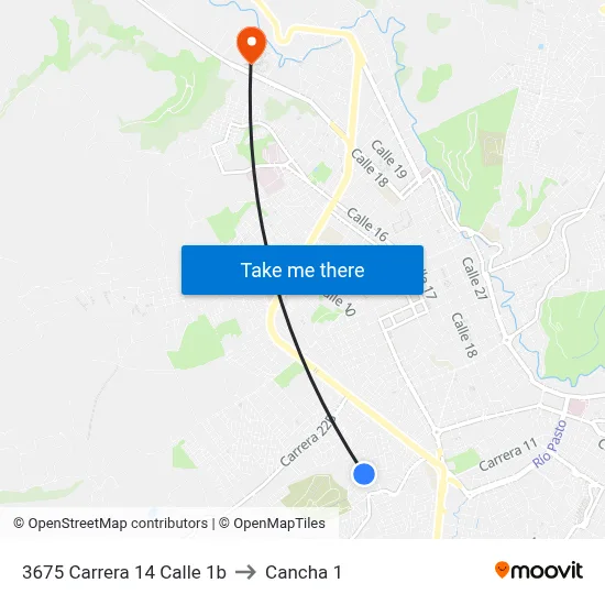 3675 Carrera 14 Calle 1b to Cancha 1 map