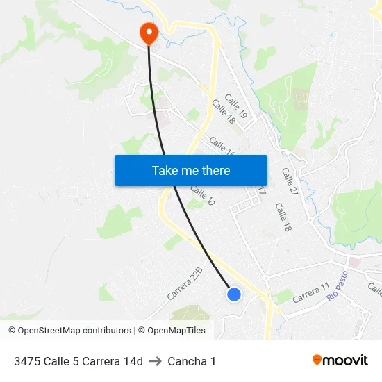 3475 Calle 5 Carrera 14d to Cancha 1 map