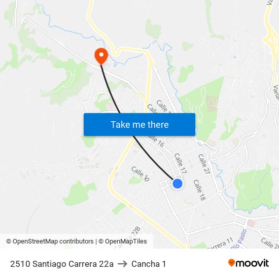 2510 Santiago Carrera 22a to Cancha 1 map