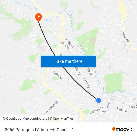 3065 Parroquia Fátima to Cancha 1 map
