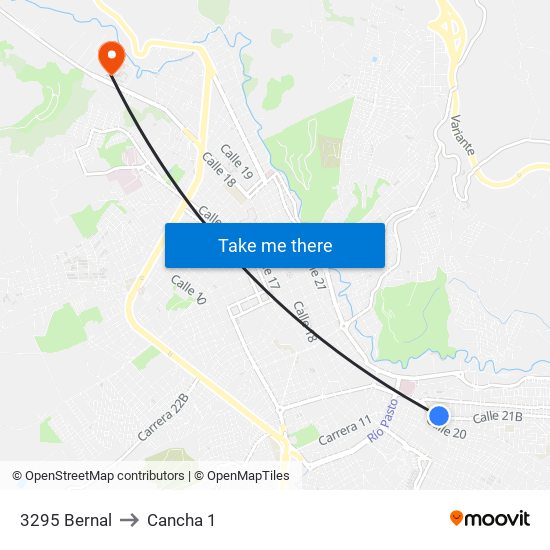 3295 Bernal to Cancha 1 map