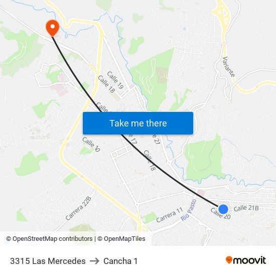 3315 Las Mercedes to Cancha 1 map
