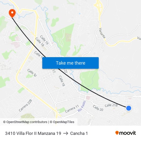 3410 Villa Flor II Manzana 19 to Cancha 1 map