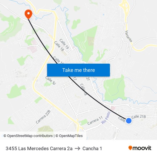 3455 Las Mercedes Carrera 2a to Cancha 1 map
