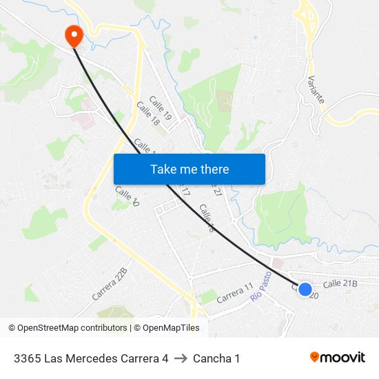 3365 Las Mercedes Carrera 4 to Cancha 1 map