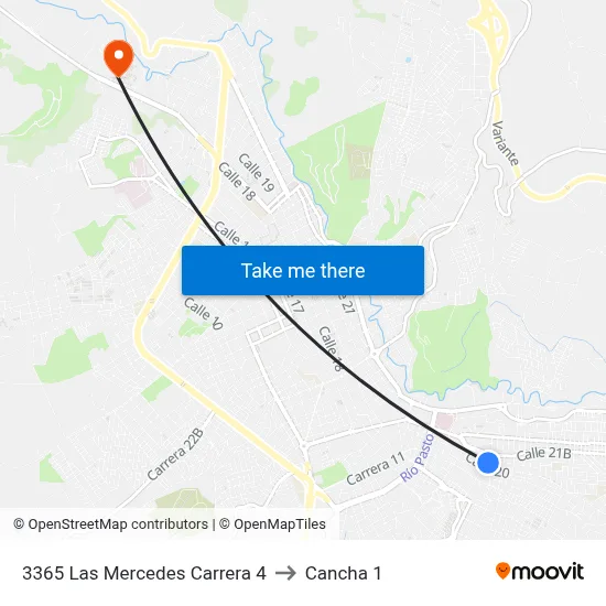 3365 Las Mercedes Carrera 4 to Cancha 1 map