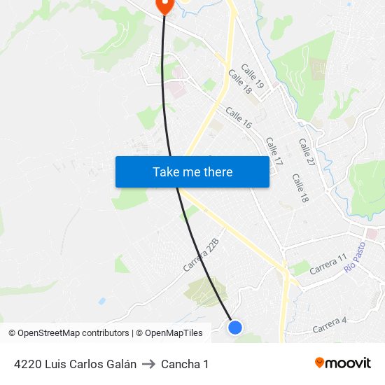 4220 Luis Carlos Galán to Cancha 1 map